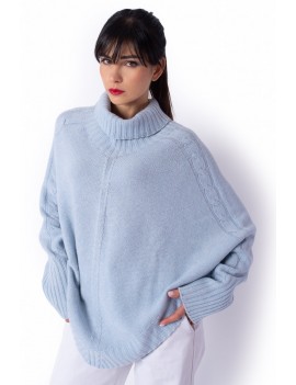 Turtle neck poncho with...