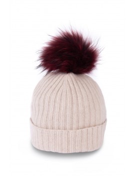Ribbed Cashmere Cap  With...