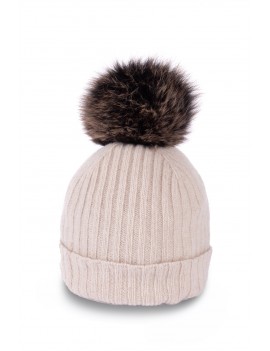 Ribbed Cashmere Hat With...