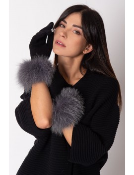 Cashmere glove with fur